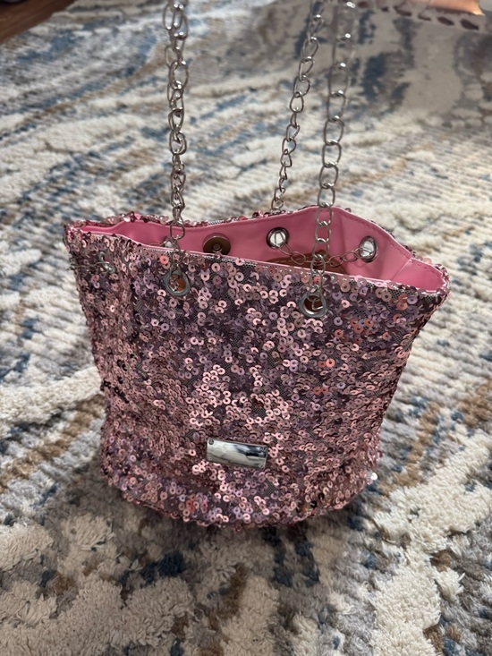 Handbags - Pink Sequin Chain-Handle Tote Bag